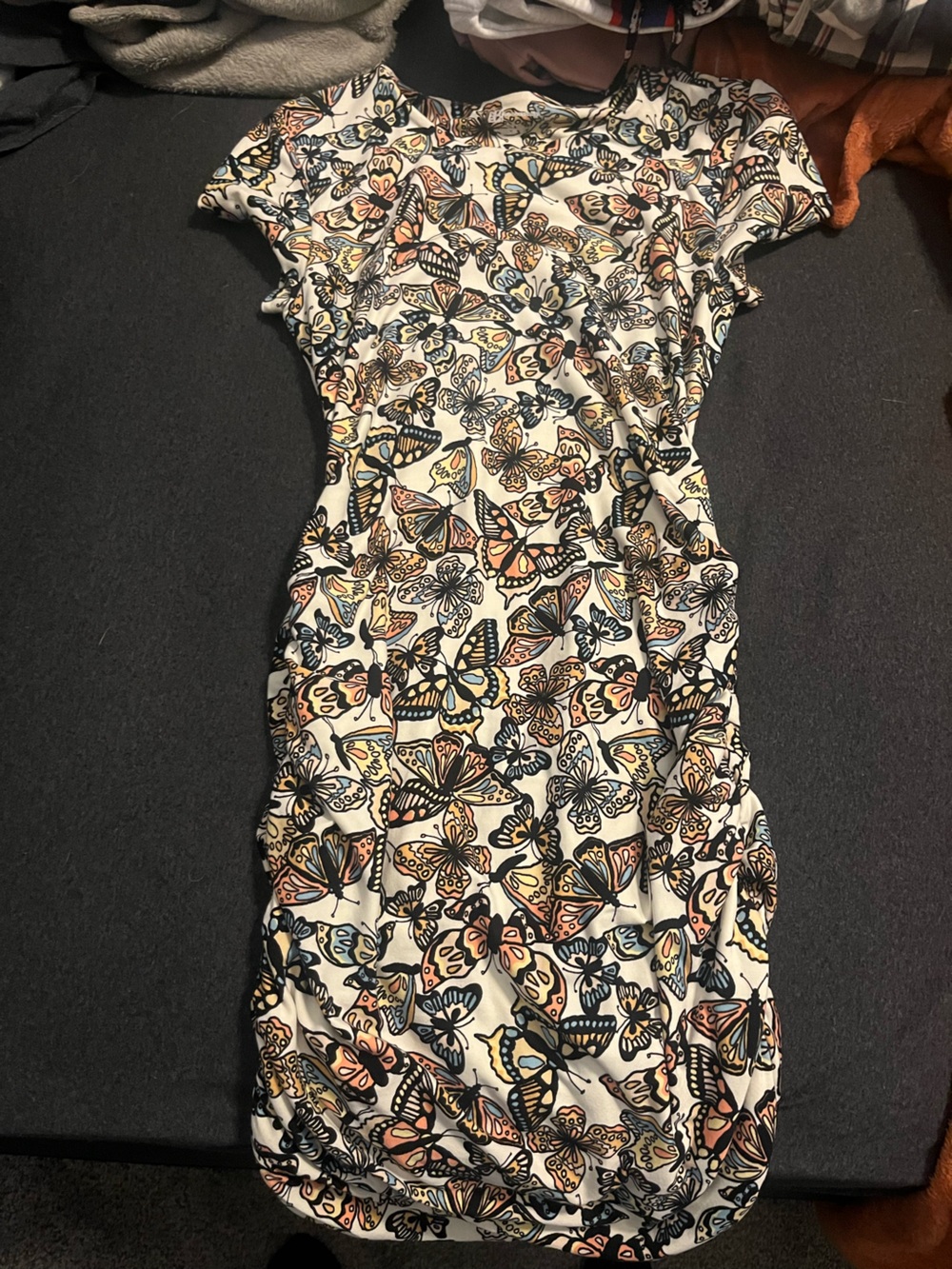 No Boundaries Cream Butterfly Print Midi Dress